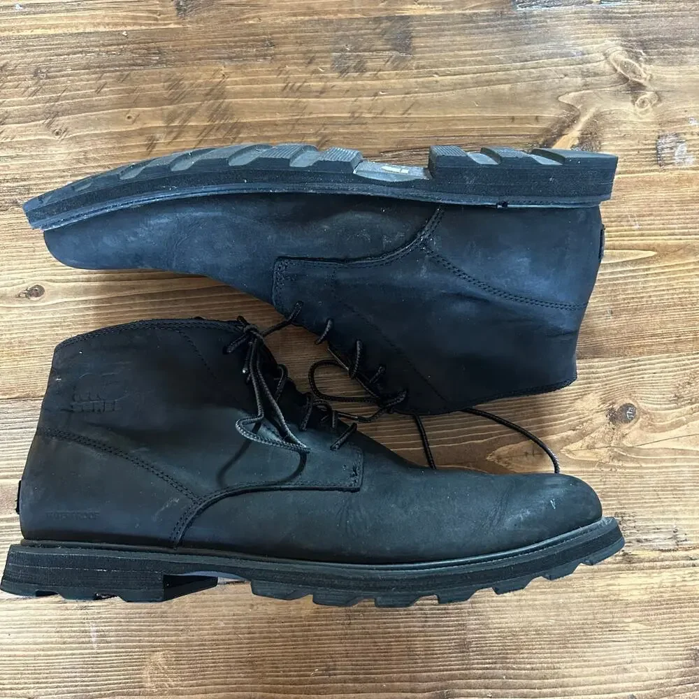 Sorel Mens Size 12 Black Leather Chukka Madson Boots Waterproof Gorpcore Outdoor
